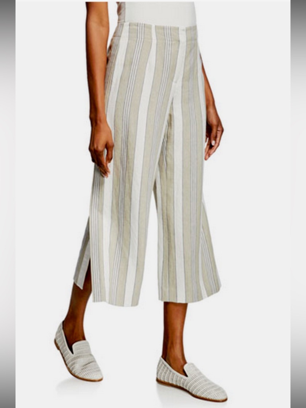 Lafayette 148 NY Charlton Striped Cropped Linen Pants size 4